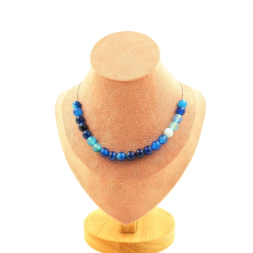 Blue banded Agate 20 bead necklace 8 mm