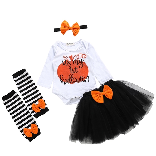 Newborn Baby Girl Halloween Clothes Sets 4Pcs
