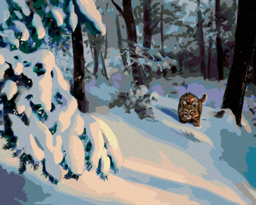 Zuty - Paint by Numbers - LYNX LURKING IN THE SNOW (D. RUSTY RUST),