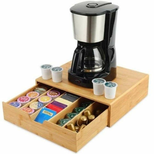 Coffee Capsule Organiser DKD Home Decor Natural Bamboo 35,3 x 30 x 8,5