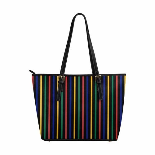 Large Leather Tote Shoulder Bag - Bohemian Multicolor Illustration