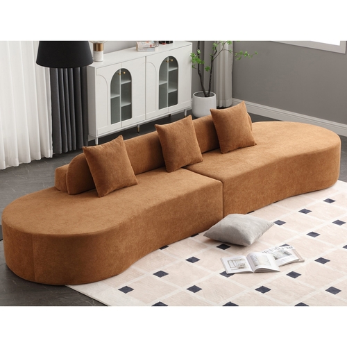 Modern curved combination sofa, terrycloth fabric sofa, minimalist