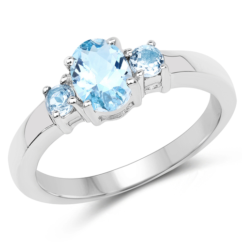 1.19 Carat Genuine Blue Topaz .925 Sterling Silver Ring