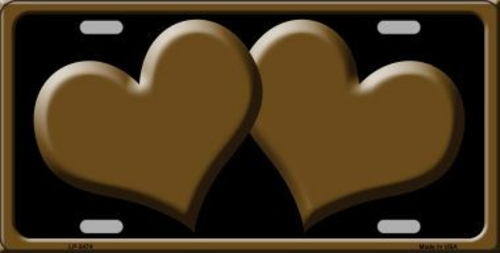 Smart Blonde LP-2474 Solid Brown Centered Hearts With Black Background