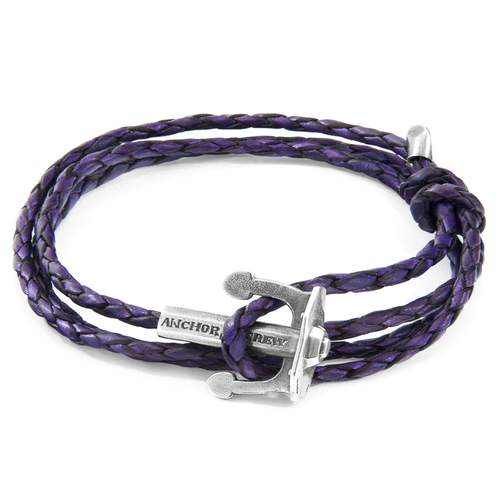 Grape Purple Union Silver & Braided Leather Bracelet