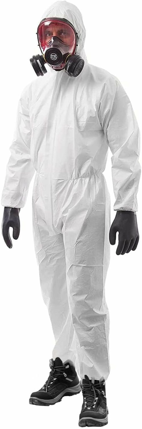 Hazmat Suits Disposable Coveralls 5X-Large. Pack of 5 White Protective