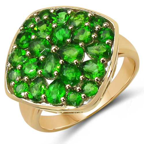 14K Yellow Gold Plated 2.96 Carat Genuine Chrome Diopside .925