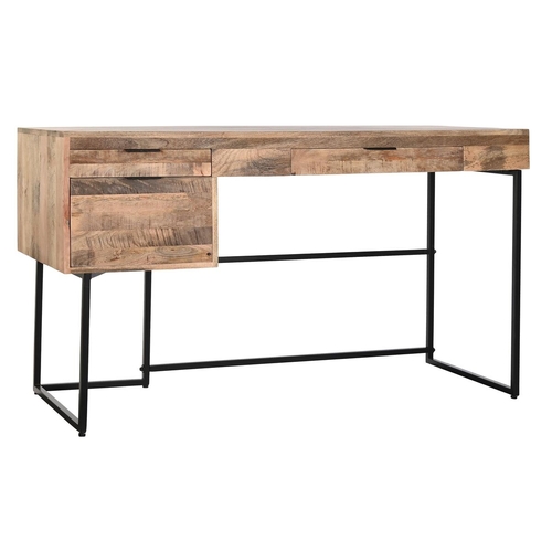 Desk DKD Home Decor Black Natural Metal Mango wood 150 x 60 x 85 cm