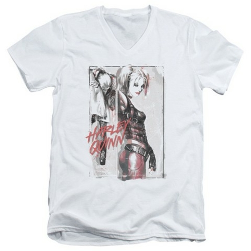 Trevco Batman-Ink Wash Harley - Short Sleeve Adult 30-1 Tee - White&#4