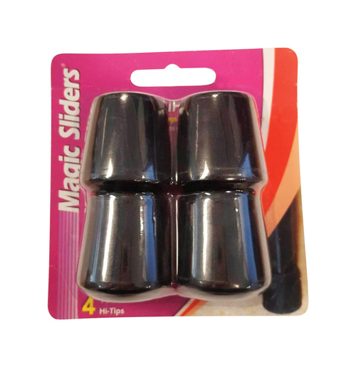 Magic Sliders 5955331 Rubber Round Leg Tip, Black - 1.13 in. - Pac