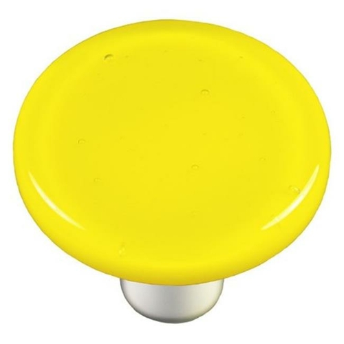 Hot Knobs HK1010-KRB Canary Yellow Round Glass Cabinet Knob - Black Po