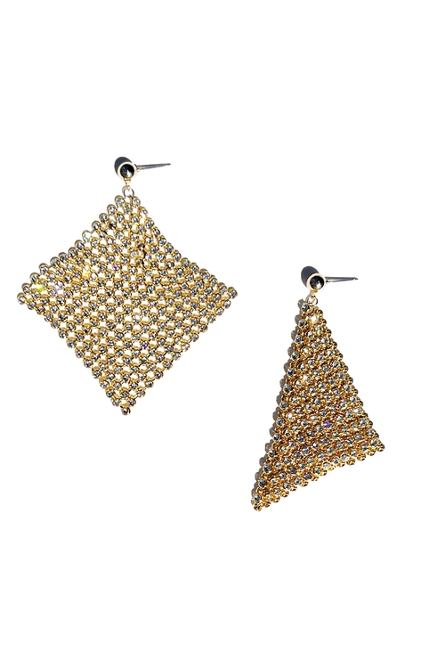 Soft Crystal Mesh Earrings with Crystal Glass Stones & Gold Plating -