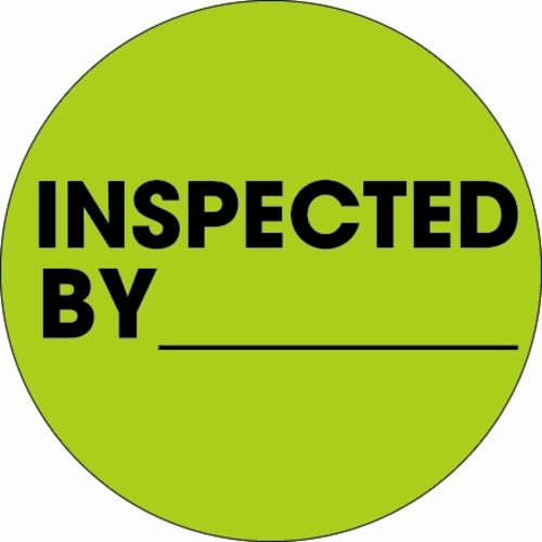 Tape Logic DL1265 1 in. Circle - Inspected By Fluorescent Green Labels