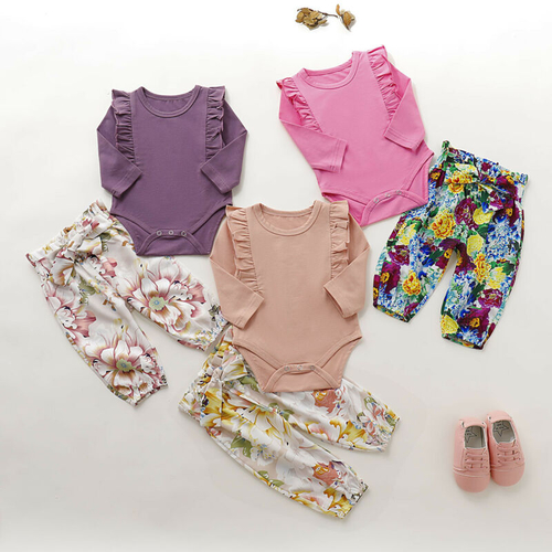 2PCS Toddler Baby Girls Clothes Sets Autumn Solid
