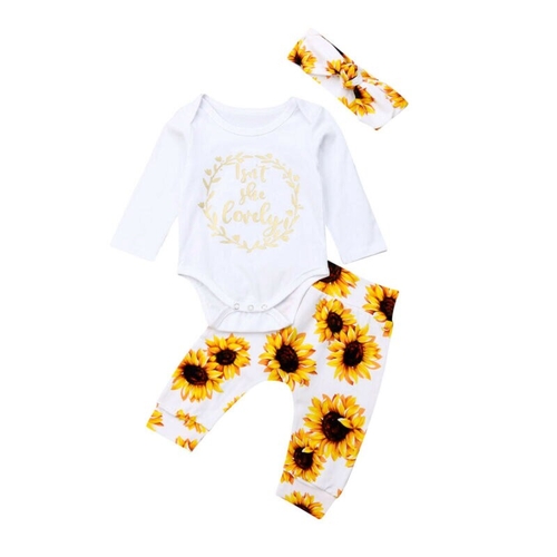 Newborn Baby Girl Autumn Clothes Sets Letter Long