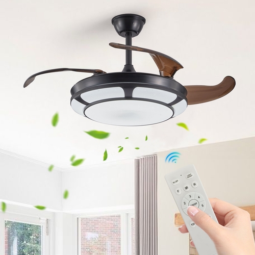 Modern Minimalist Invisible Ceiling Fan Light - Retractable Fan With