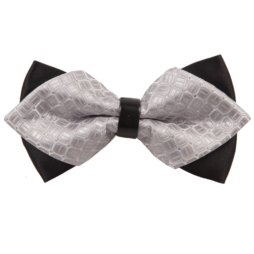 Diamond Tip Pre-Tied Bow Tie - Covert Checks Silver
