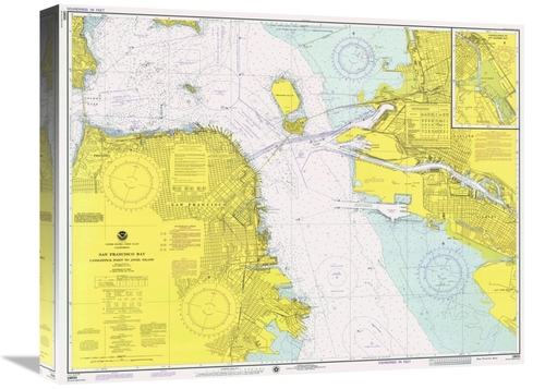 Global Gallery GCS-450529-22-142 22 in. Nautical Chart - San Francisco