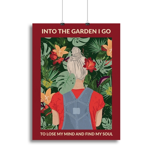 Into the Garden grey a Burgundy Canvas Print or Poster