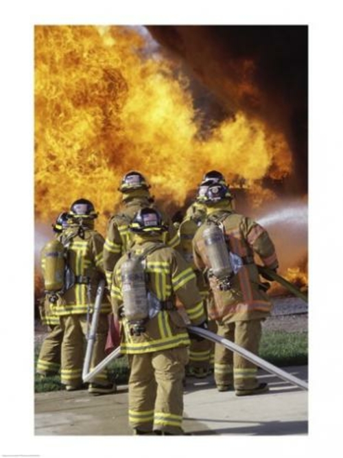 PVT/Superstock SAL11893051C Rear view of a group of firefighters extin