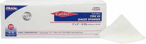 Dukal Type VII Gauze Sponges 3" x 3". Case of 4000 12-ply Gauze