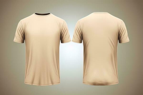 Mens Beige Round Neck Cotton T-Shirt
