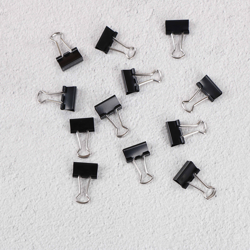 12Pcs 15mm Black Metal Binder Clips Notes File