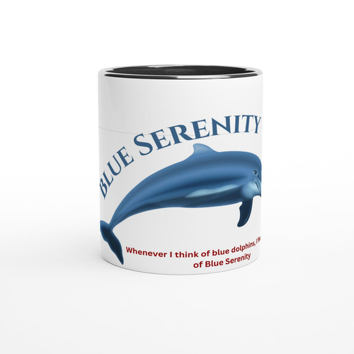 White 11oz Ceramic Mug with Color Inside Blue Serenity Design
