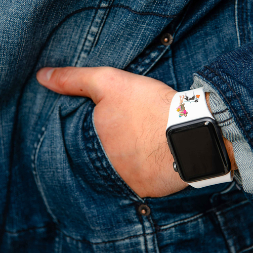 Custom Logo HD White Watch Band Compatible with Apple Watch 