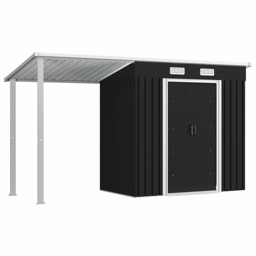 Garden Shed with Extended Roof Anthracite 136.2"x47.6"x71.3" Steel
