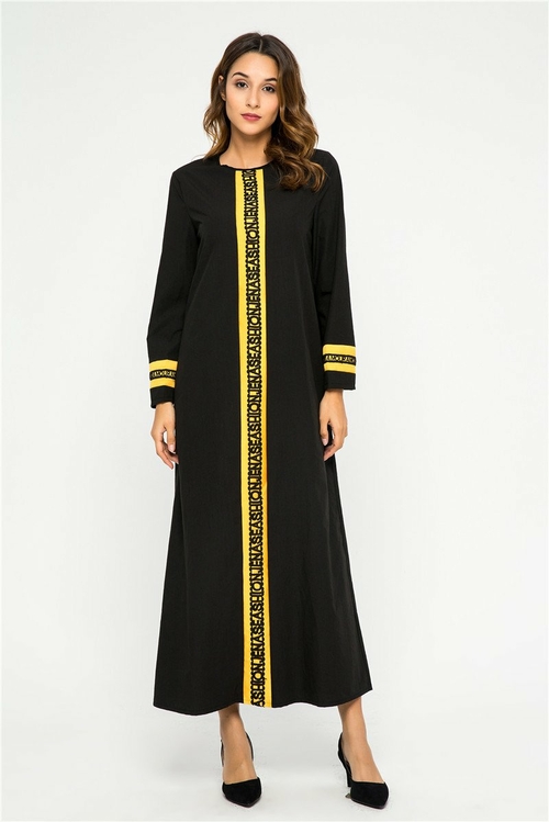 New  Style Lace Contrasting-Color Dress Muslim Arab Robe