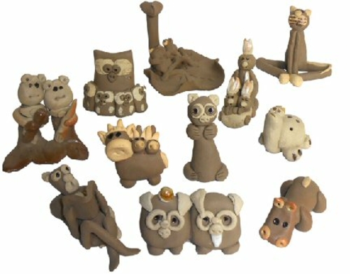 Whimsical Animal Mud Figurines12 Piece Set