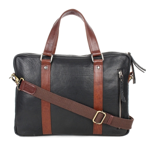 Laptop Leather bags with Adjustable Strap Brown&Black