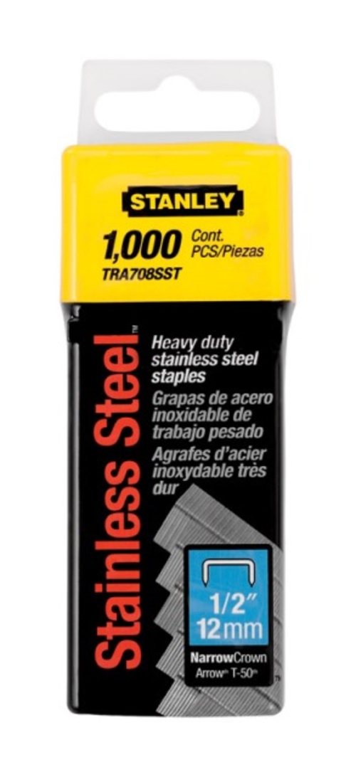 Stanley TRA708SST 0.5 in. Stainless Steel Narrow Crown Staples