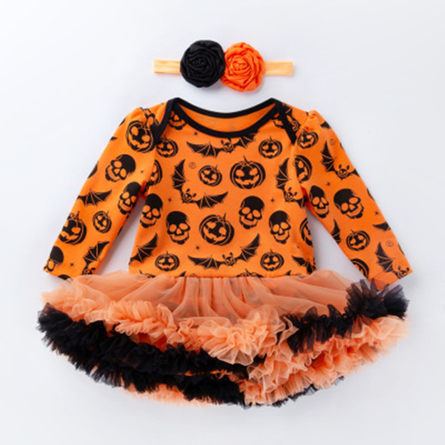 Baby Halloween Printed Romper Pumpkin Ghost Bat