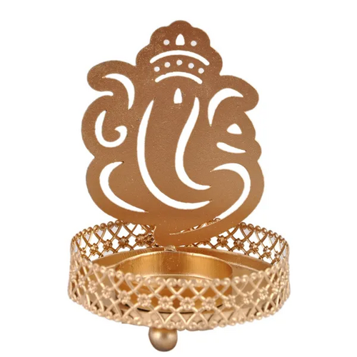 Golden Shadow Ganesha Tealight Candle Holder