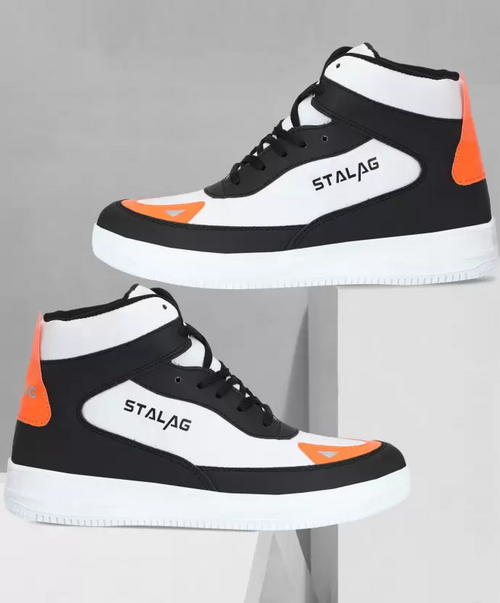 Hip-Hop Ankle Boots High Tops For Men  (Black) (Size 6)