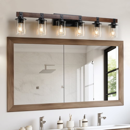 6-Lights Farmhouse Vanity Lights Fixture Rustic Bathroom Light Fixture