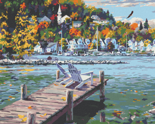 Zuty - Paint by Numbers - TOWN BY THE LAKE (DARRELL BUSH), 40x50 cm