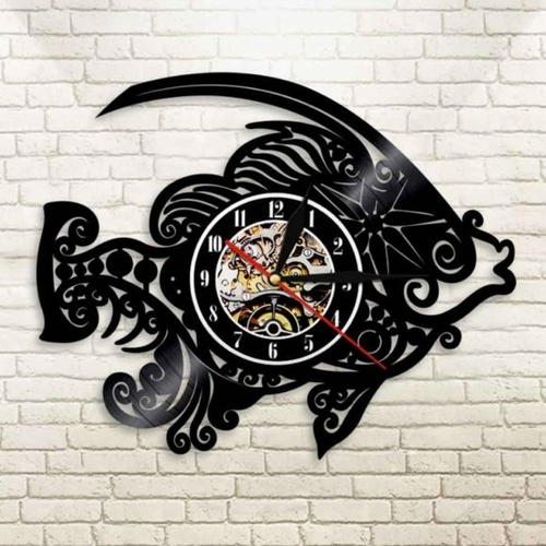 FISH BEAUTIFUL ART HANDMADE VINYL RECORD WALL CLOCK FUNNY GIFT