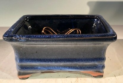 Marble Blue Ceramic Bonsai Pot - Rectangle Professional Series 6" x 4"