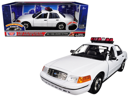 2001 Ford Crown Victoria Police Car Plain White with Flashing Light