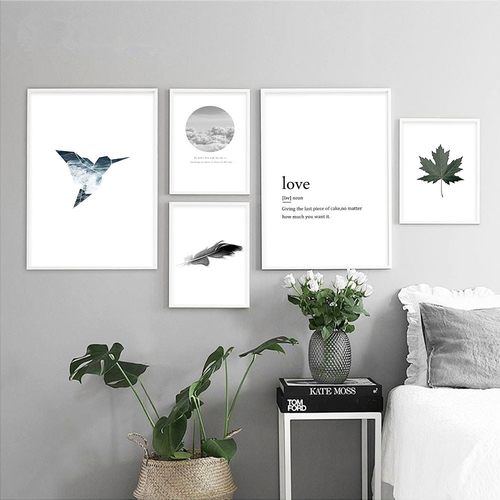 Sea Bird Feather Leaf Canvas Poster Print Nordic