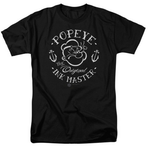 Trevco Popeye-Ink Master Short Sleeve Adult 18-1 Tee, Black - 2X