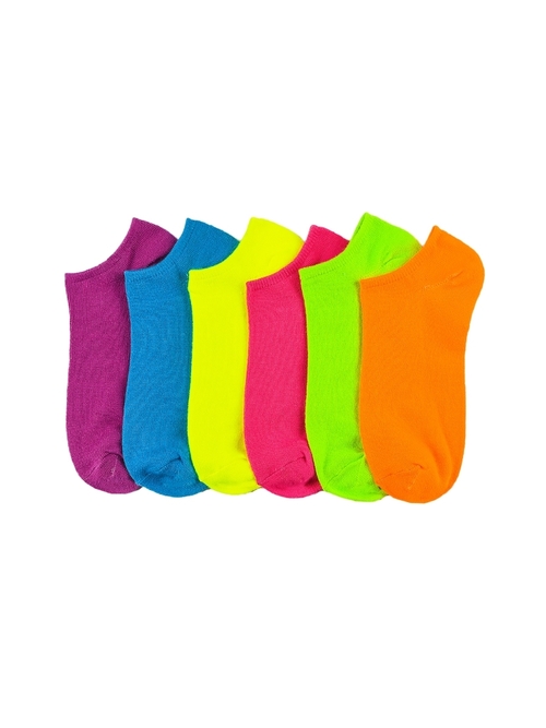 Colorful Neon Solid Low Cut Socks - Size 9