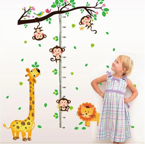 WHOLESALE Height Chart Wall Sticker Kids Room Giraffe Lion Monkey