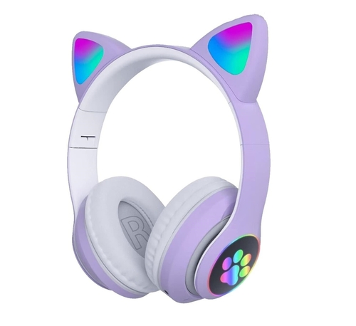Bluetooth Headphones for Kids, Cute Ear Cat Ear LED (COLOR-PURPLE)