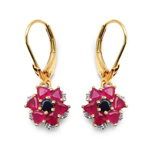 14K Yellow Gold Plated 2.12 Carat Genuine Black Sapphire, Glass Filled