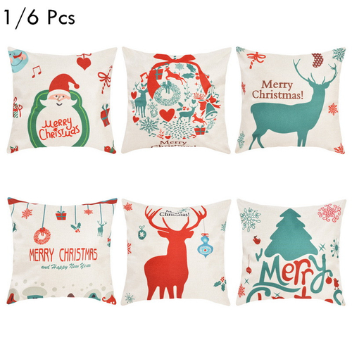 1/6 Pcs 45*45cm Merry Christmas Pillowcase Santa