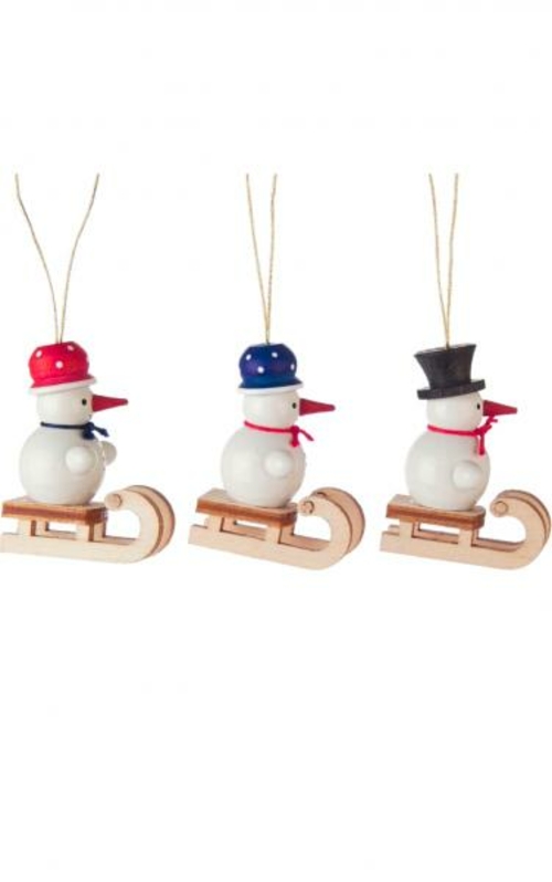 Alexander Taron 199-409-3 Dregeno Ornament - Snowmen on Sled in Assort